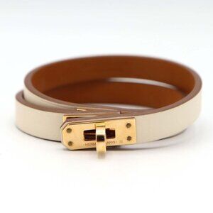 Hermes Mini Kelly Dubretour Kelly Bracelet T2 White Gold Color